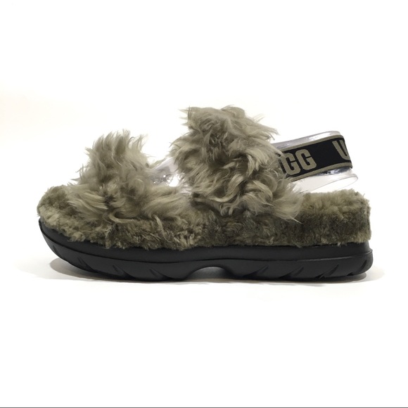 UGG Fluff Sugar Slingback Sandal Slipper -Burnt Olive Faux Fur -Women’s US 8 - Picture 3 of 7